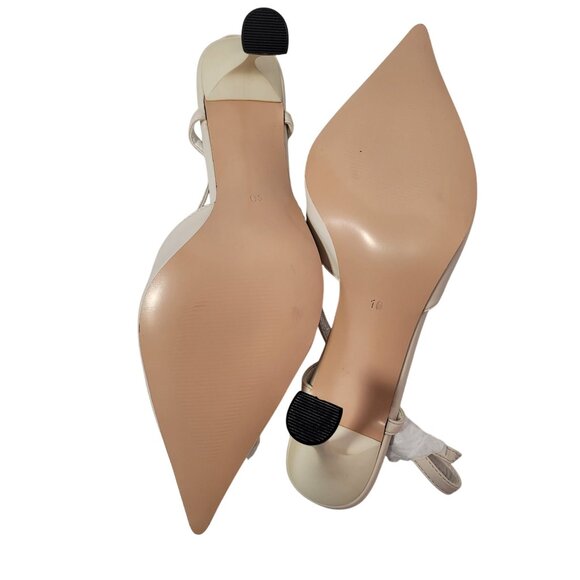 Vivianly Women's Beige Pointed Toe Slingback Stiletto Heels With Rhinestone 10 - Picture 10 of 14